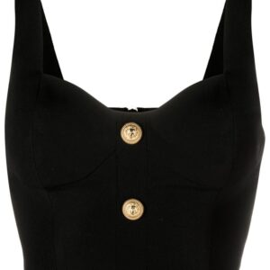 Balmain embossed button cropped top