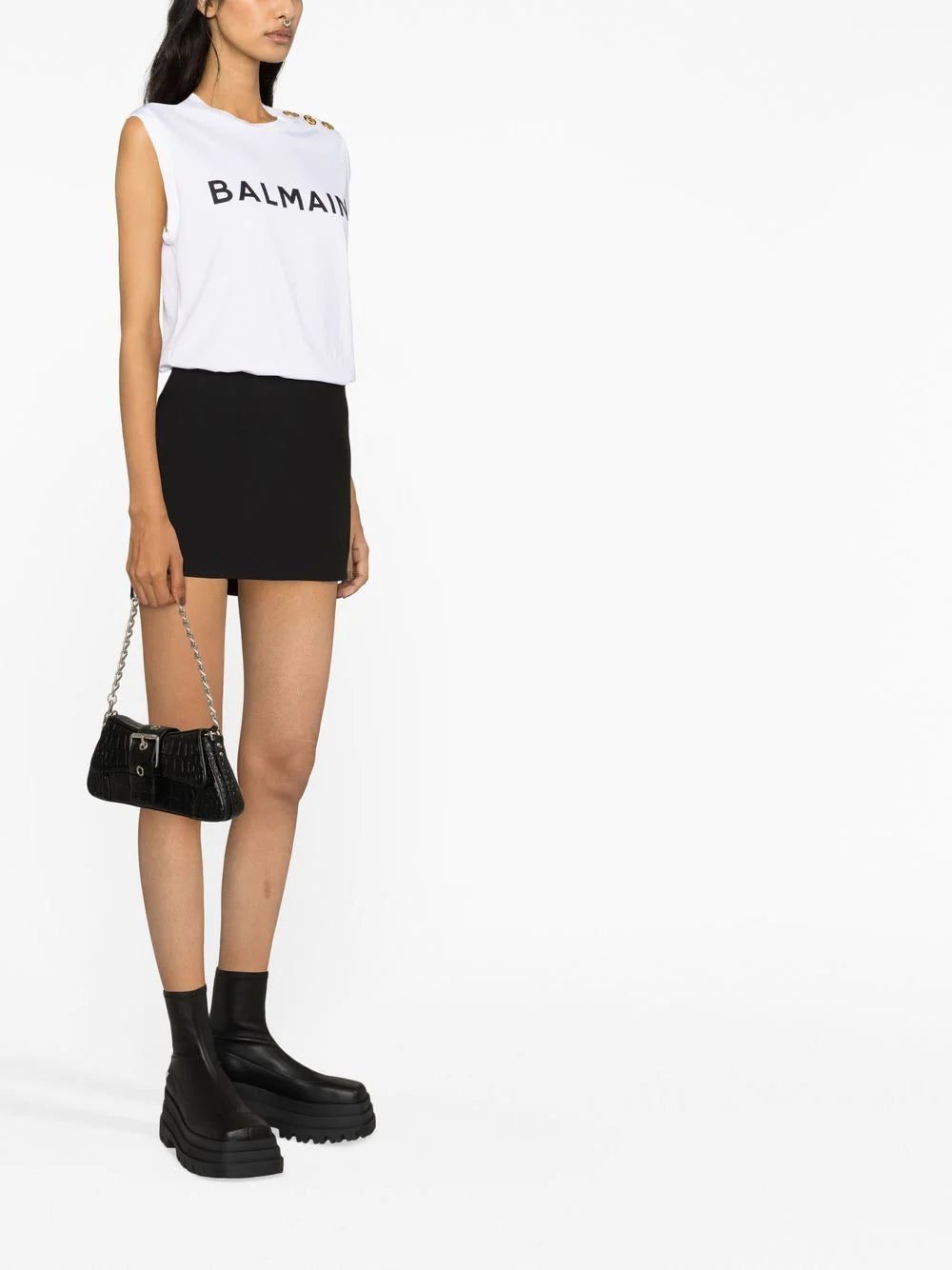 Balmain logo-print sleeveless T-shirt - Image 4