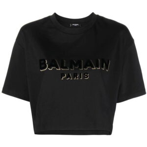 Balmain  logo-print cropped T-shirt