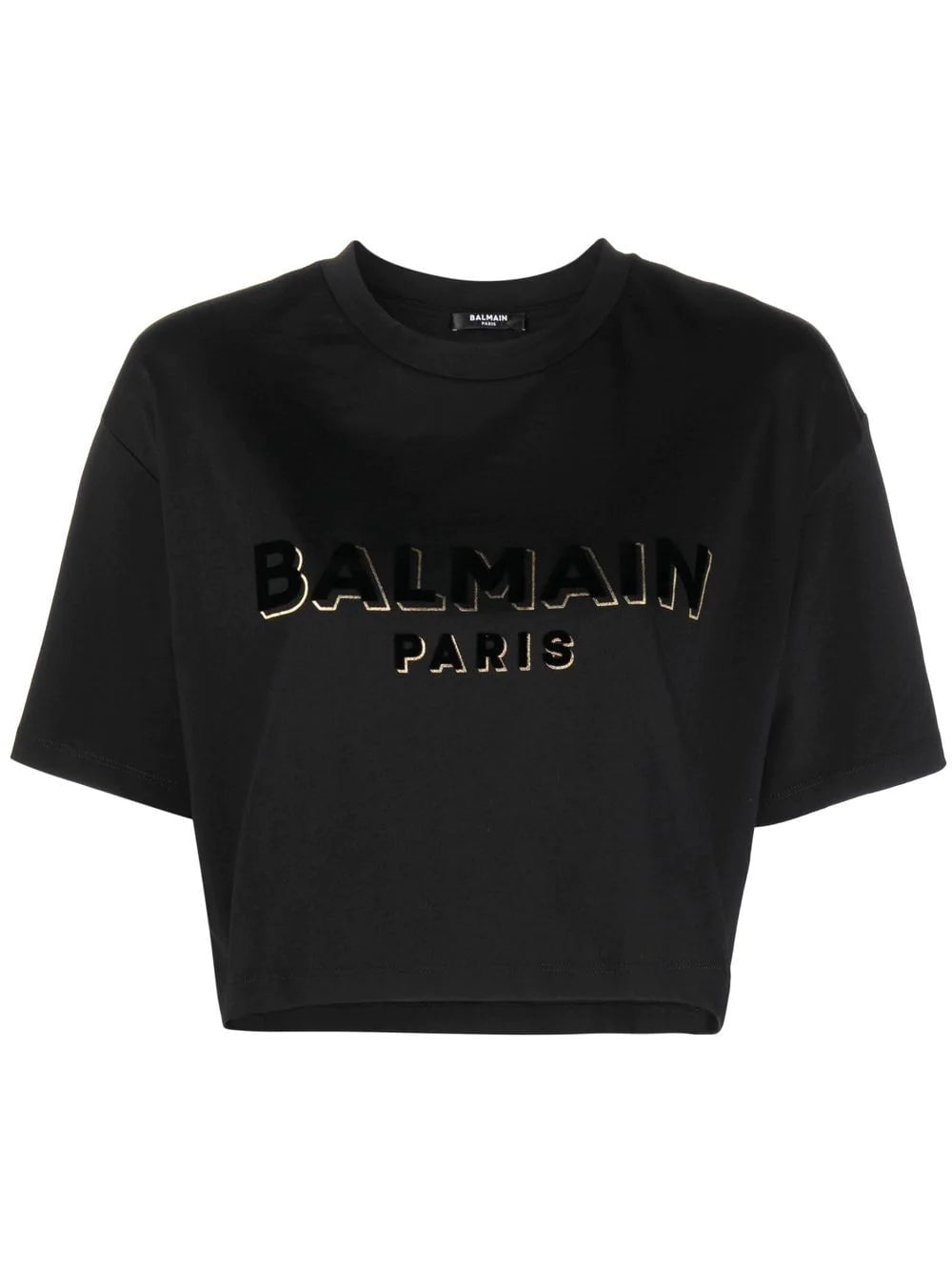 Balmain logo-print cropped T-shirt