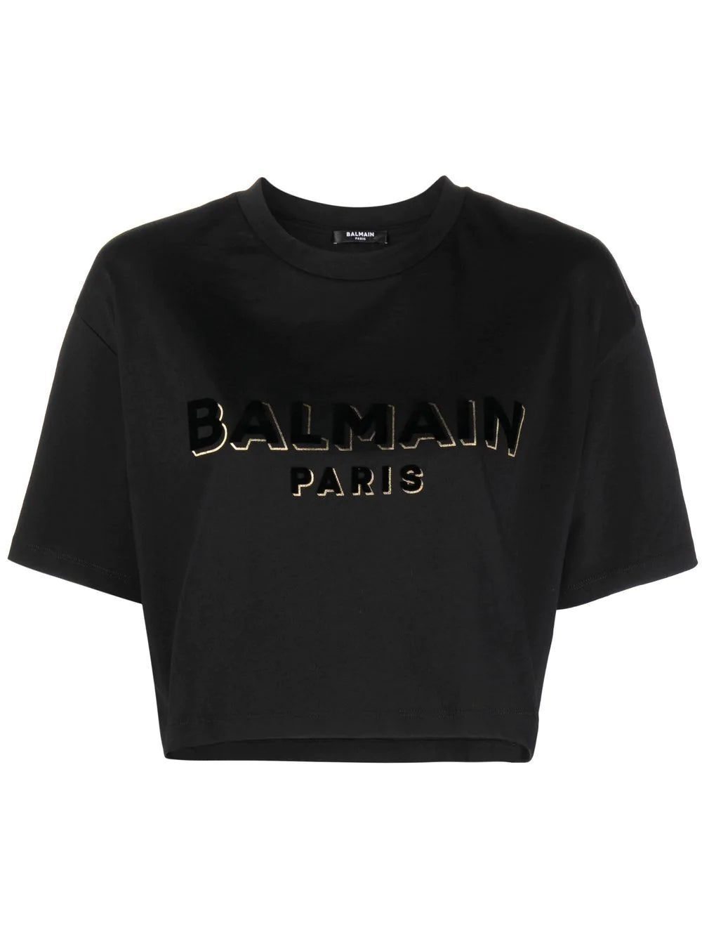 Balmain logo-print cropped T-shirt