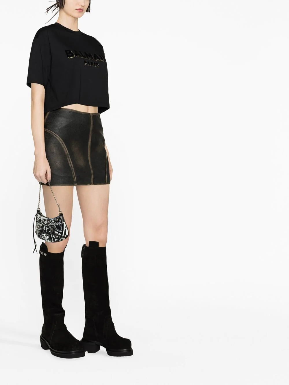 Balmain logo-print cropped T-shirt - Image 4