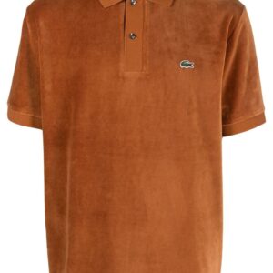 Lacoste logo-patch velvet polo shirt
