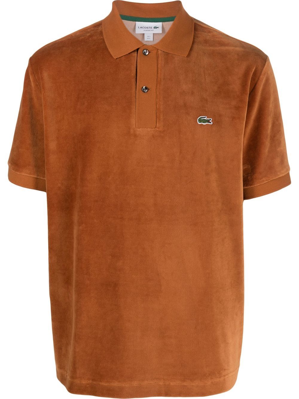 Lacoste logo-patch velvet polo shirt