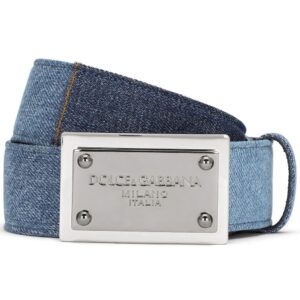 Louis Vuitton logo-tag patchwork-denim belt