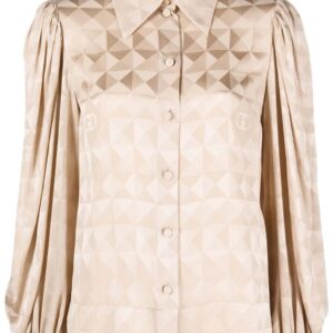 Gucci  geometric-jacquard silk blouse