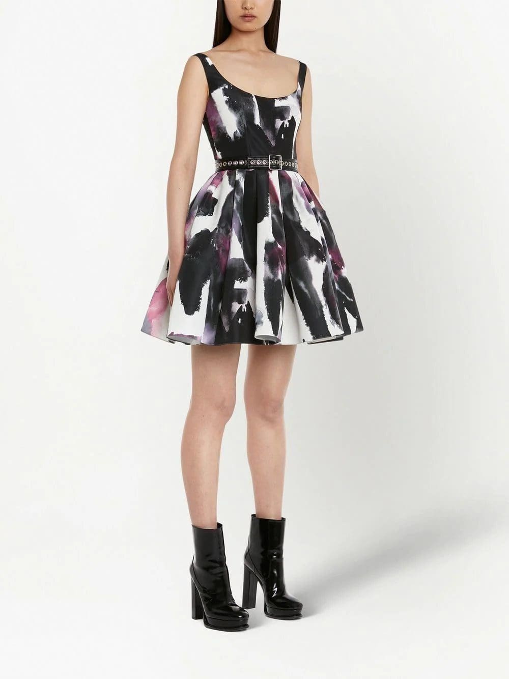 Alexander McQueen Watercolour Graffiti scoop-neck minidress - Image 3