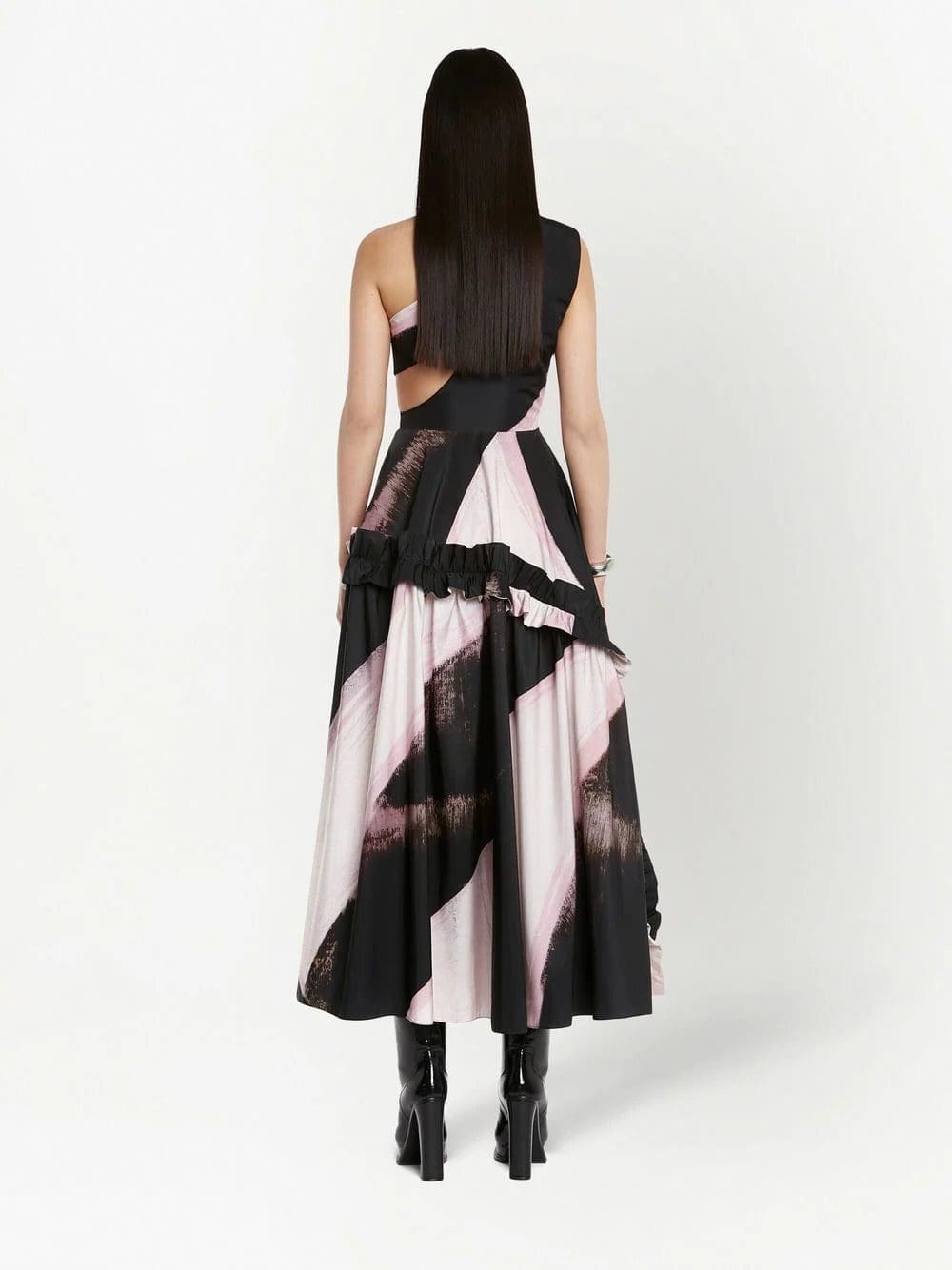 Alexander McQueen graphic-print one-shoulder dress - Image 4