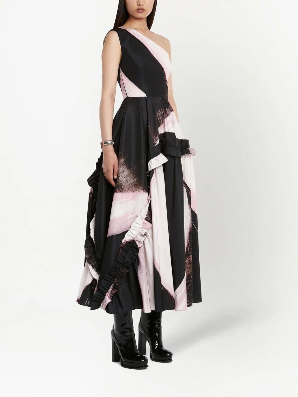 Alexander McQueen graphic-print one-shoulder dress - Image 3