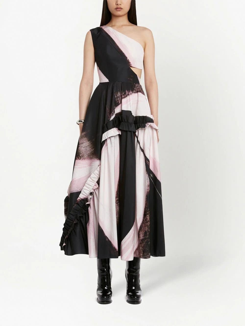 Alexander McQueen graphic-print one-shoulder dress - Image 2