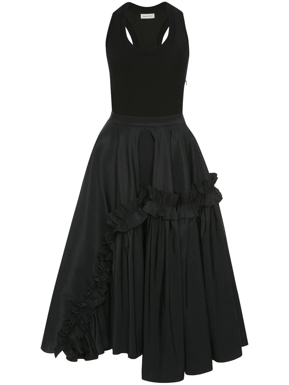 Alexander McQueen hybrid ruffle-trim midi dress