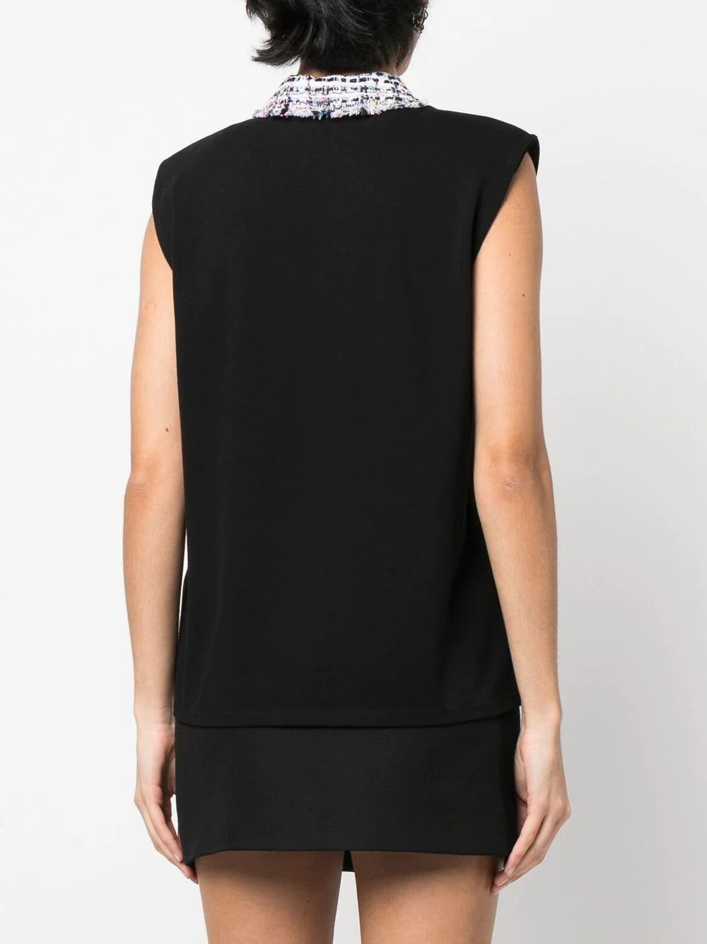 Karl Lagerfeld bouclé-collar sleeveless polo top - Image 4