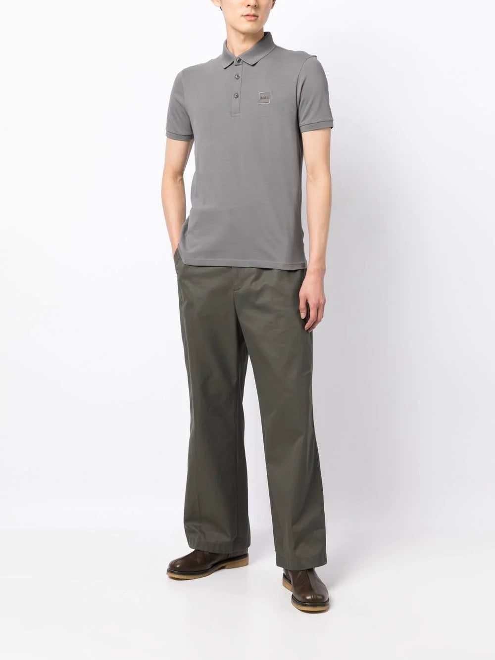 BOSS logo-patch cotton polo shirt - Image 2