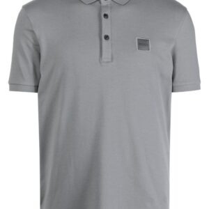 BOSS  logo-patch cotton polo shirt