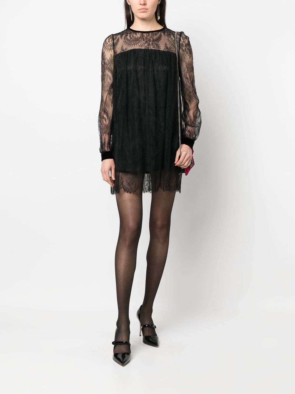 Saint Laurent lace-detail layered mini dress - Image 2