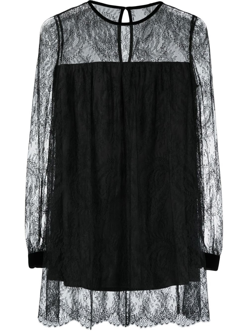 Saint Laurent lace-detail layered mini dress