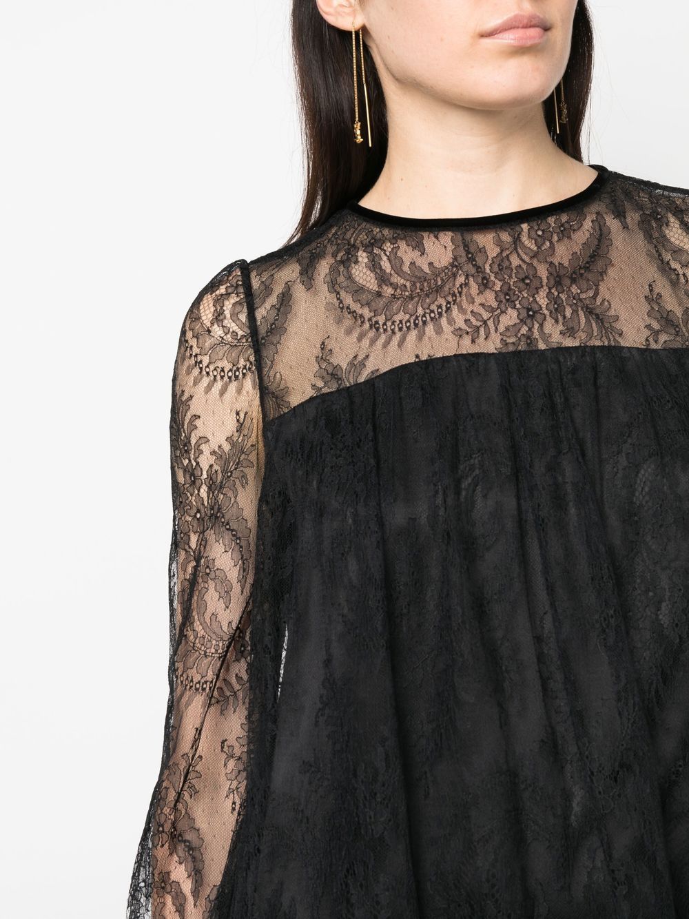 Saint Laurent lace-detail layered mini dress - Image 5