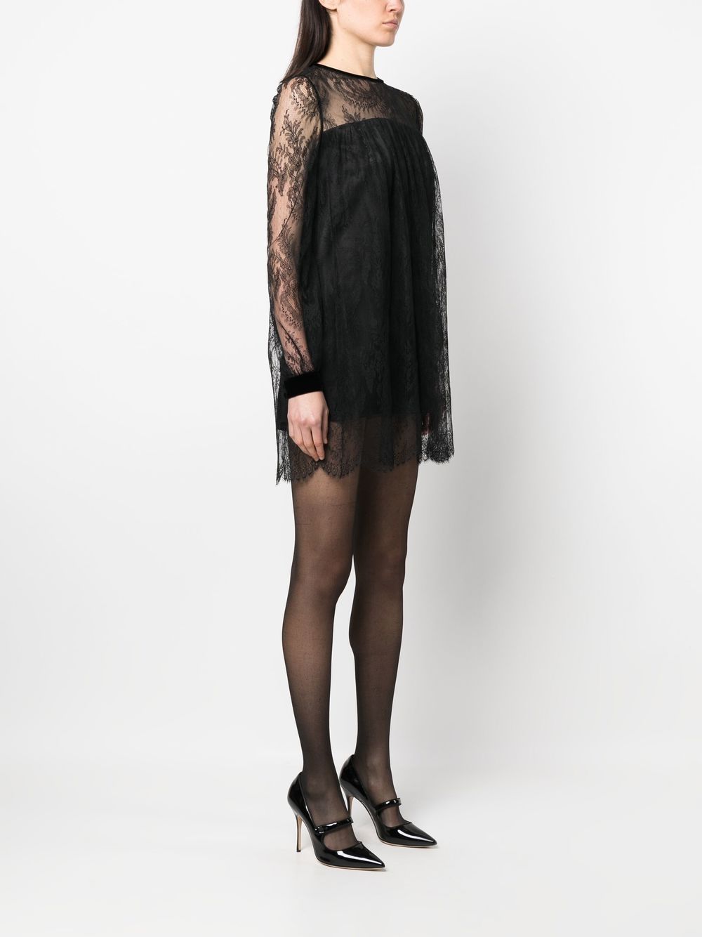 Saint Laurent lace-detail layered mini dress - Image 3