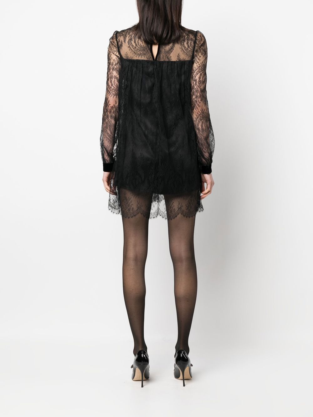 Saint Laurent lace-detail layered mini dress - Image 4