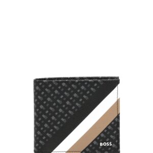 BOSS striped logo-plaque wallet