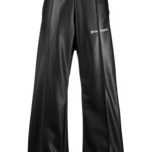 Palm Angels logo-print faux-leather track pants