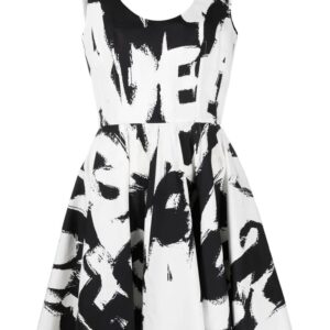 Alexander McQueen  logo-print flared dress