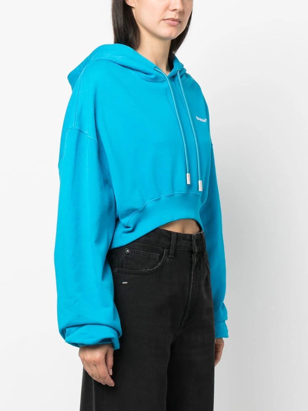 Off-White cropped logo-print hoodie - Image 3