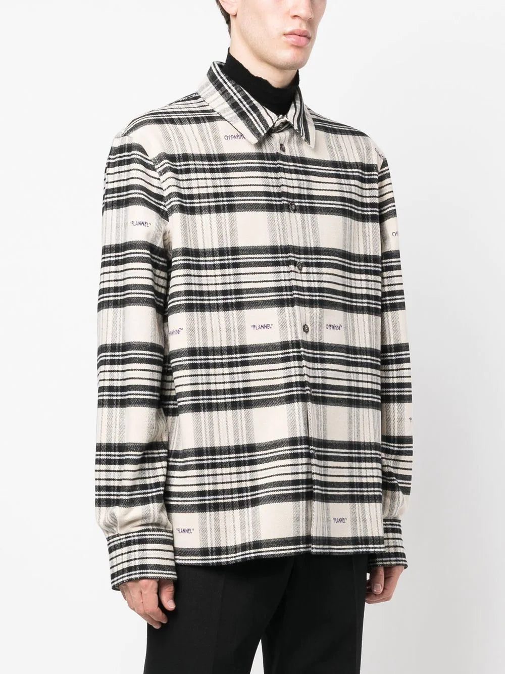 Off-white checked flannel shirt - Image 3