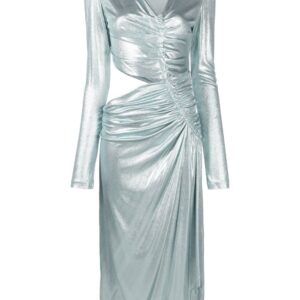 Off-White metallic draped midi dress