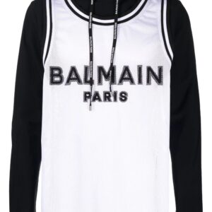 Balmain  logo-print long-sleeve hoodie