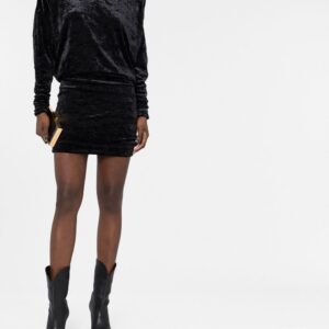Saint Laurent roll-neck velvet effect minidress