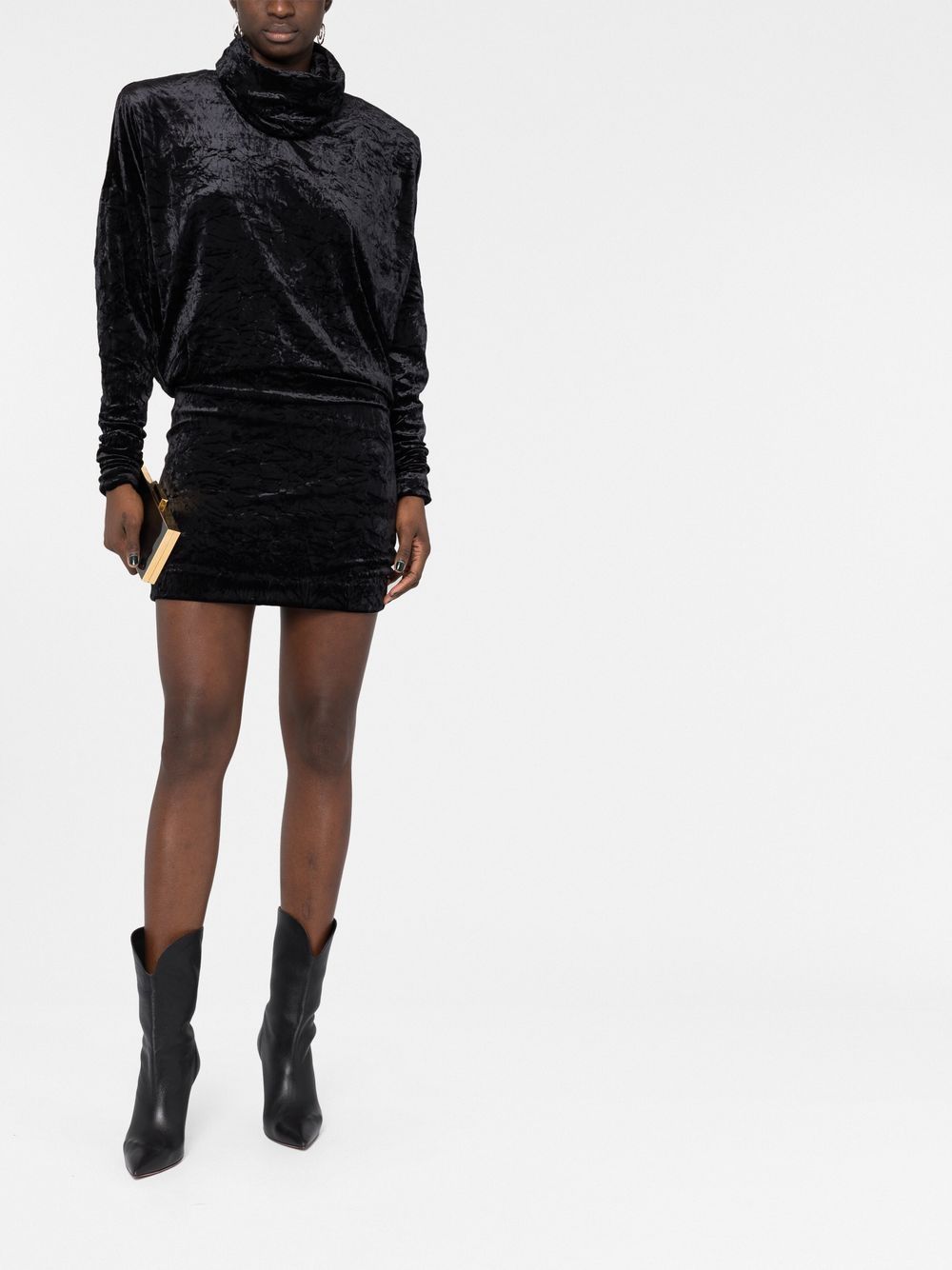 Saint Laurent roll-neck velvet effect minidress