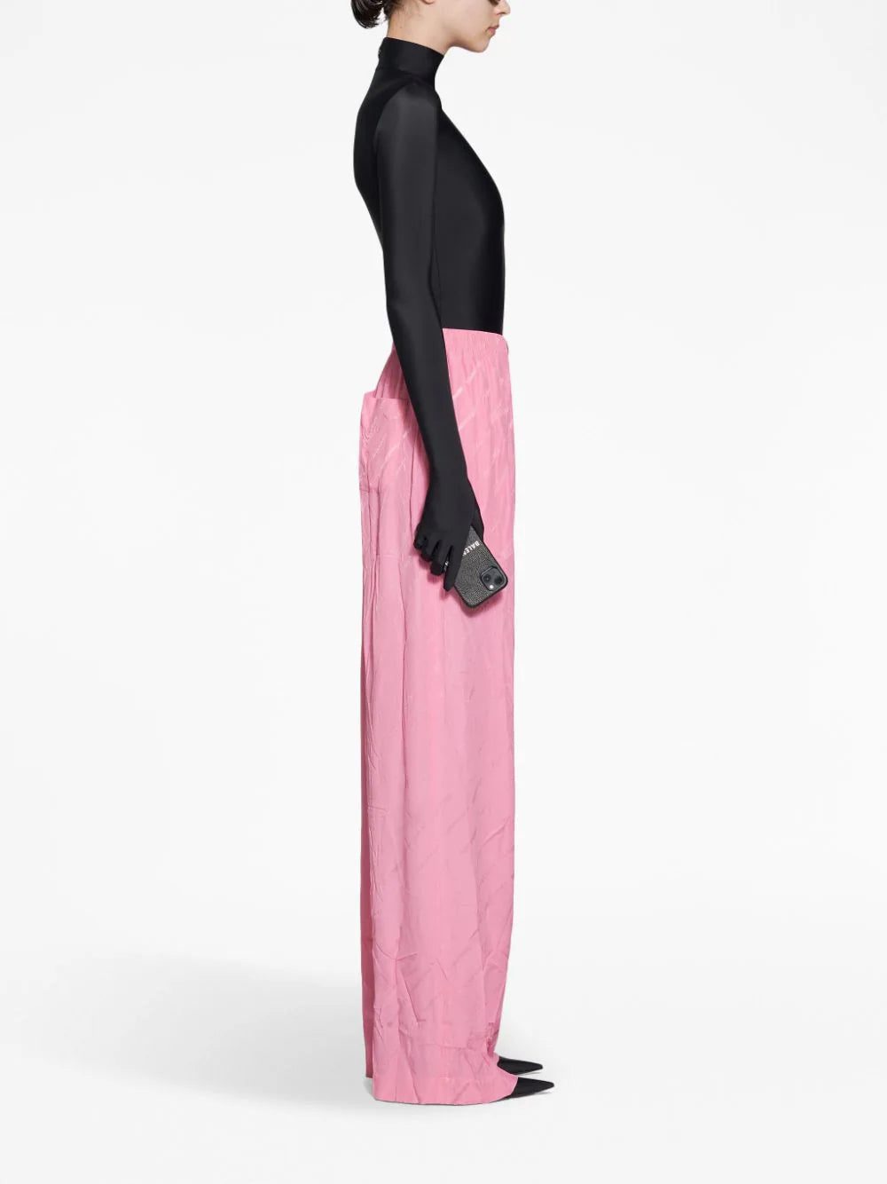 Balenciaga logo-jacquard wide-leg silk trousers - Image 3