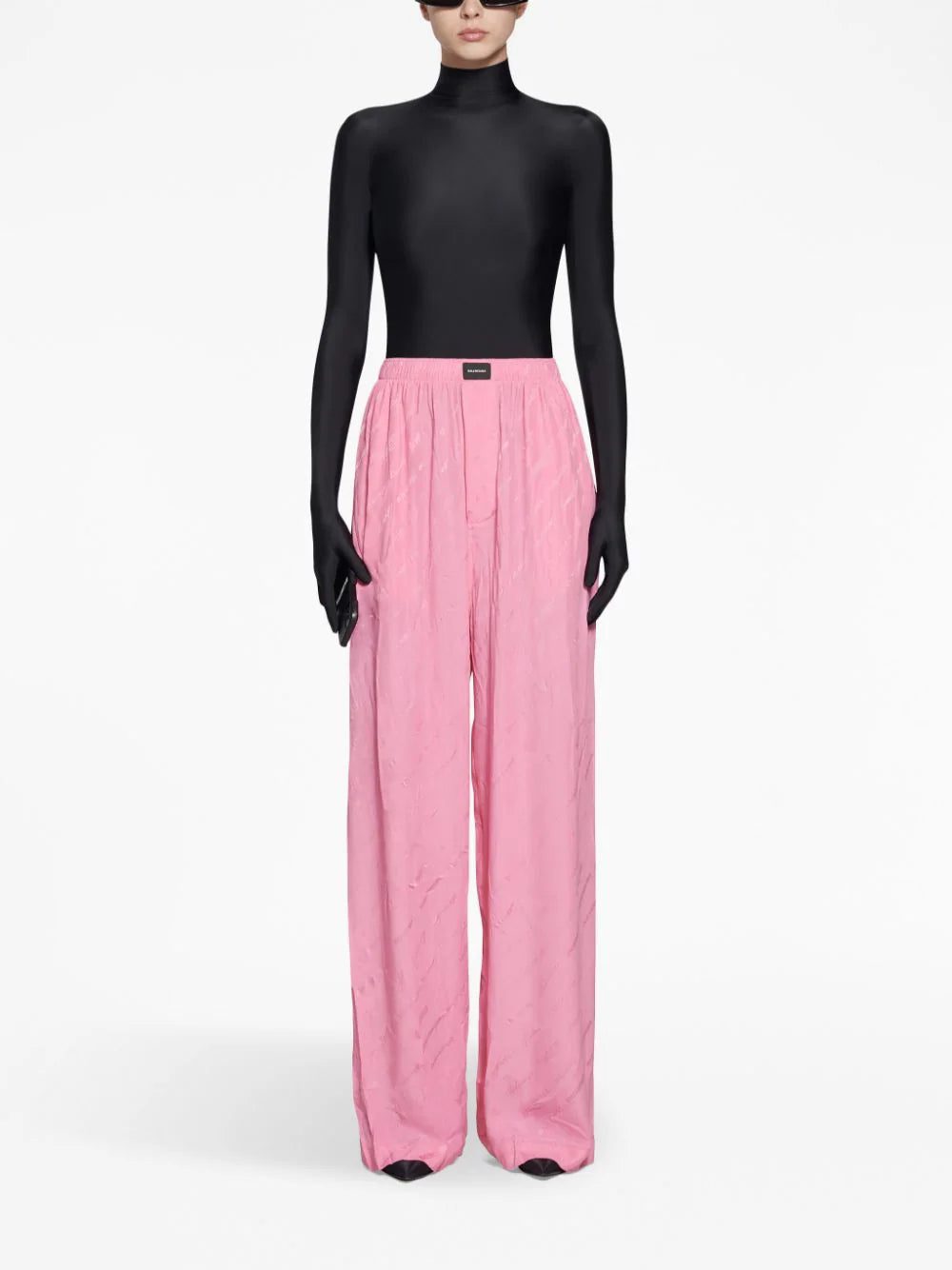 Balenciaga logo-jacquard wide-leg silk trousers - Image 2