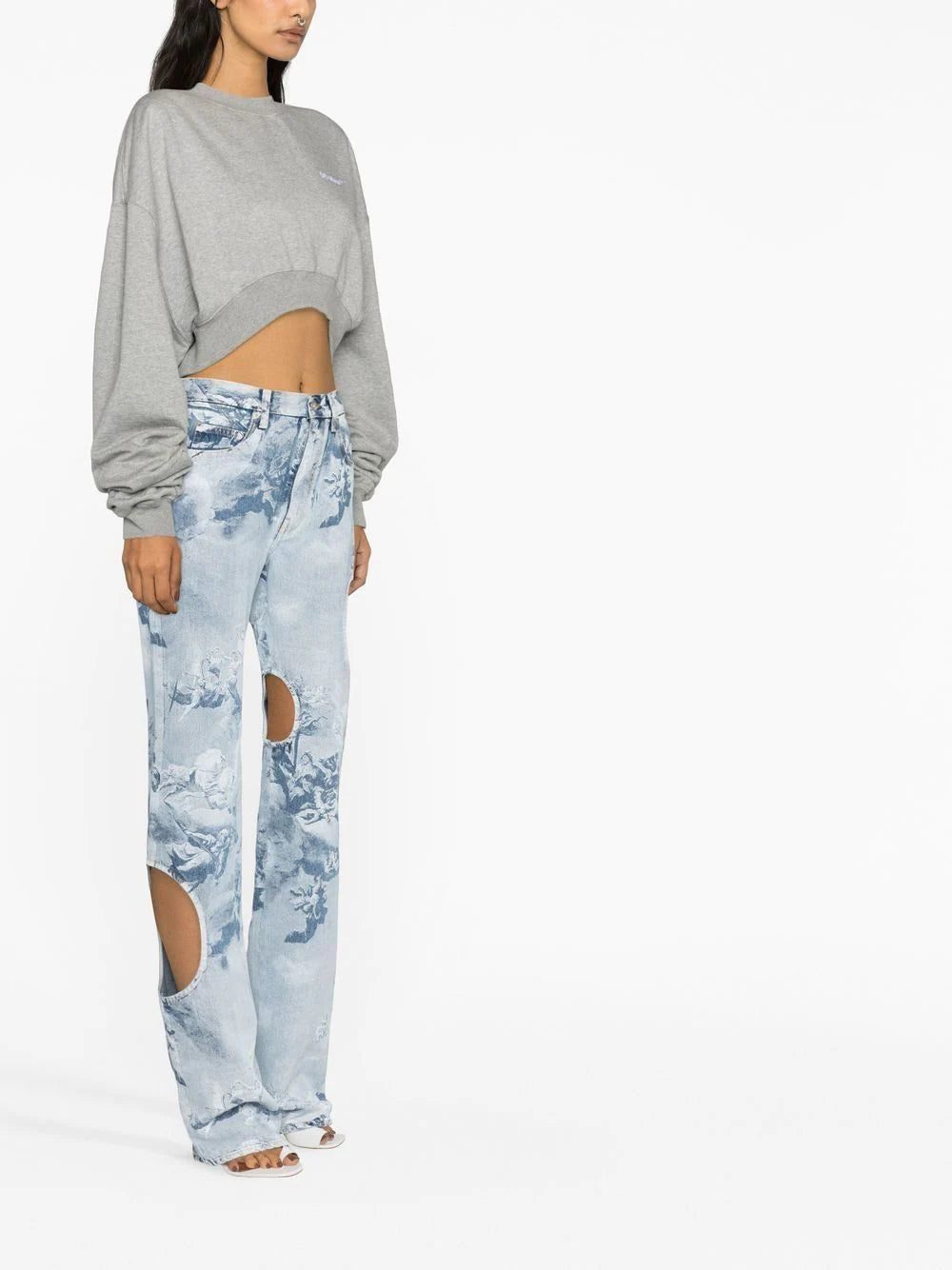 Off-White oversized-sleeve cropped sweatshirt - Image 3