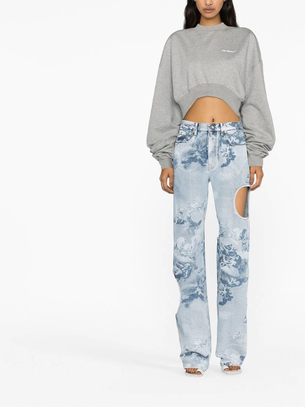 Off-White oversized-sleeve cropped sweatshirt - Image 2