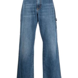 Alexander McQueen embroidered-logo wide-leg utility jeans