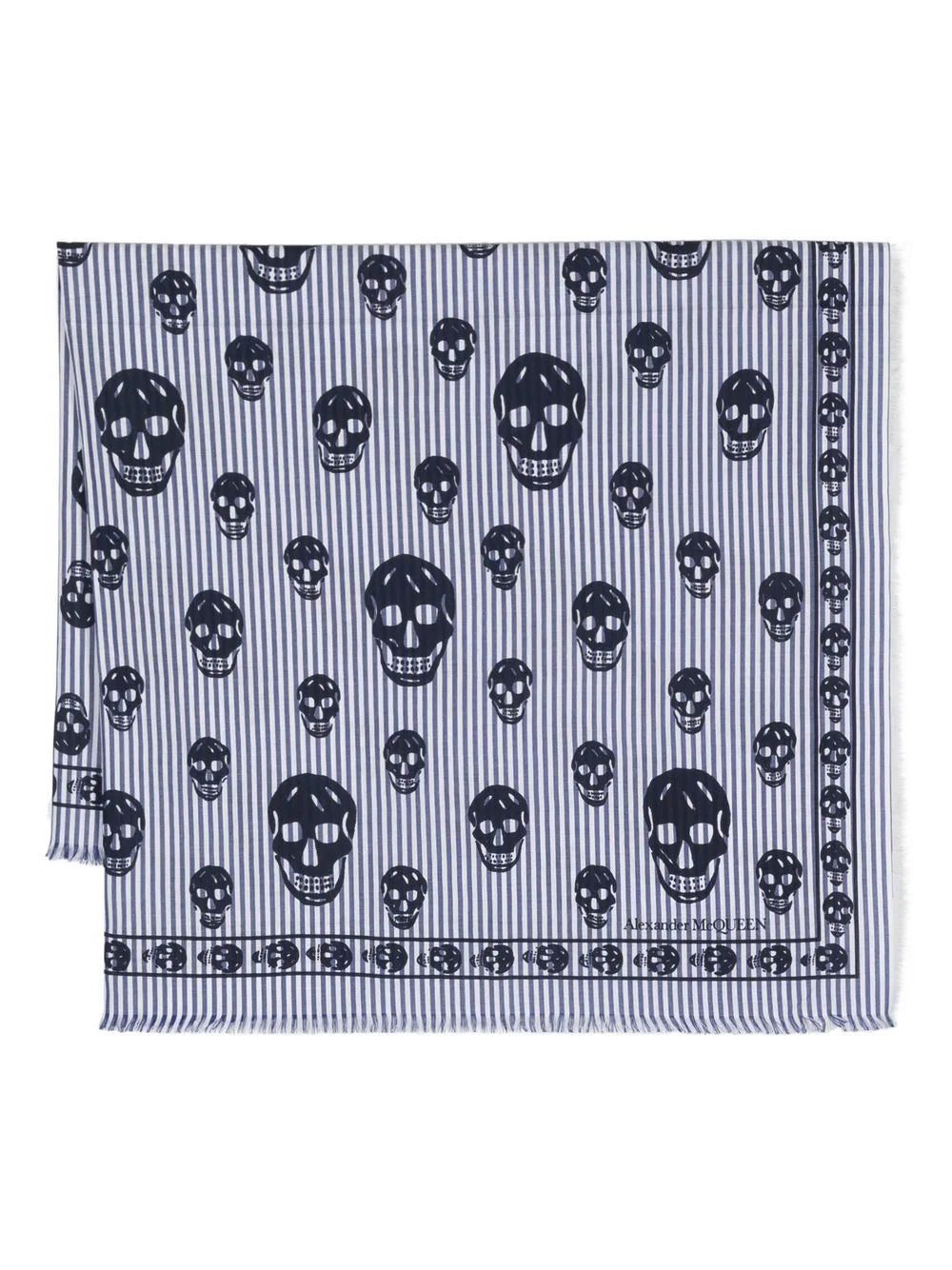 Alexander McQueen skull print striped scarf
