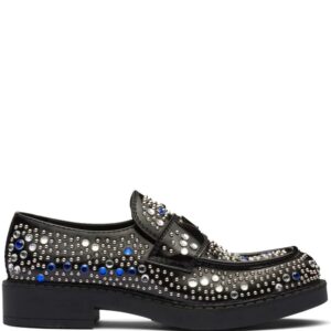 Prada  rhinestone-embellished leather loafers