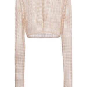 Prada pearl-embellished mesh top