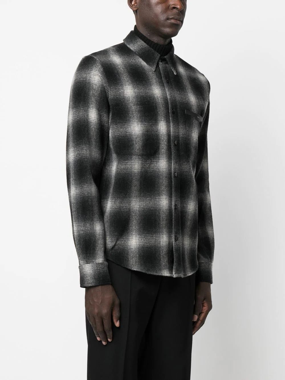 Amiri logo-patch check-print shirt - Image 4