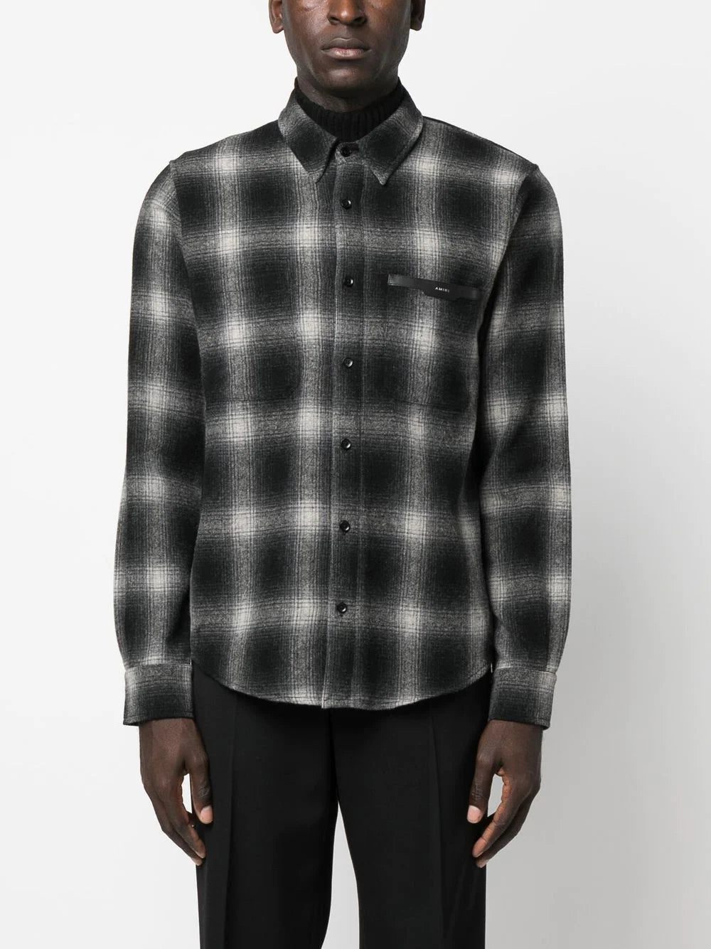 Amiri logo-patch check-print shirt - Image 3