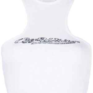 Off-White crystal-embellished logo crop top