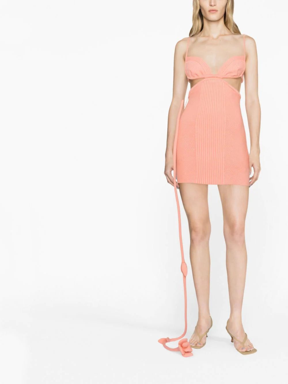 Off-White flower ribbon ribbed minidress - Image 4