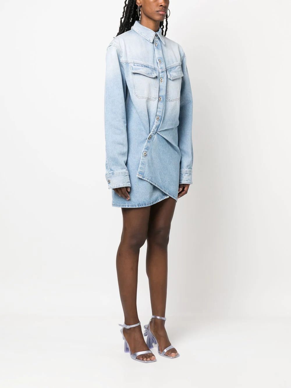 Off-White Toybox asymmetric denim shirt-dress - Image 3