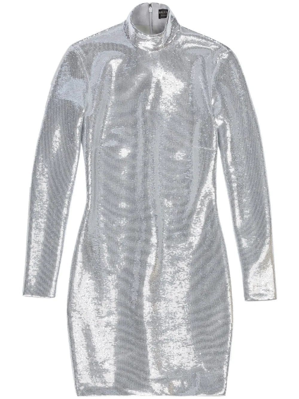 Balenciaga crystal-embellished high-neck dress