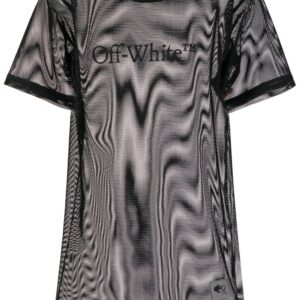 Off-White logo-print mesh T-shirt dress