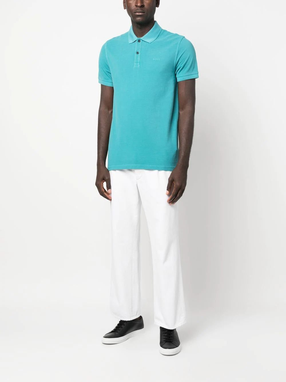 BOSS logo-embossed cotton polo shirt - Image 2