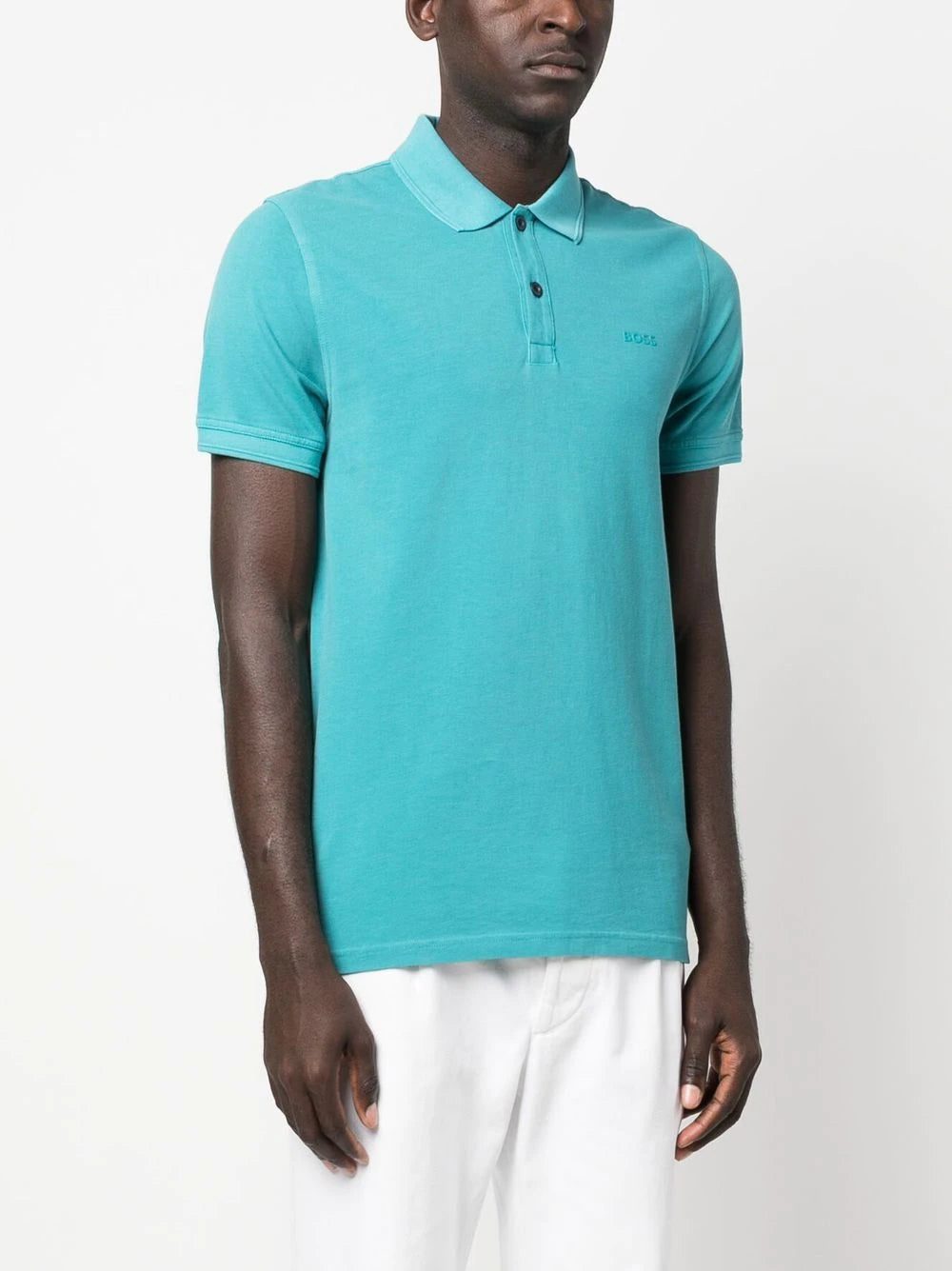 BOSS logo-embossed cotton polo shirt - Image 4