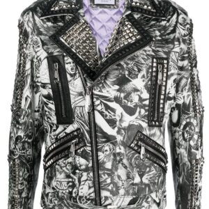 Philipp Plein  tattoo-print biker jacket